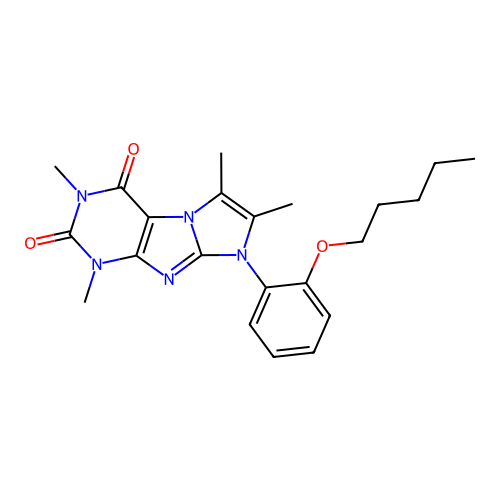 2,4,7,8-Tetramethyl-6-(2-pentoxyphenyl)purino[7,8-a]imidazole-1,3-dione structure