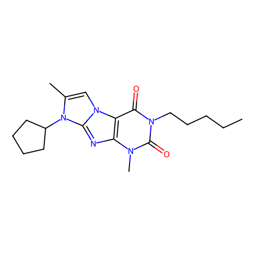 6-Cyclopentyl-4,7-dimethyl-2-pentylpurino[7,8-a]imidazole-1,3-dione structure