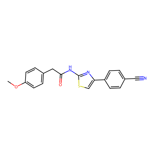 N-[4-(4-cyanophenyl)-1,3-thiazol-2-yl]-2-(4-methoxyphenyl)acetamide structure