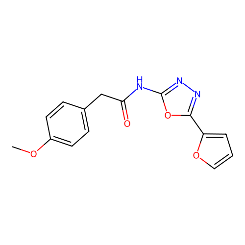 N-[5-(furan-2-yl)-1,3,4-oxadiazol-2-yl]-2-(4-methoxyphenyl)acetamide structure