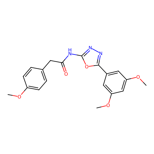 N-[5-(3,5-dimethoxyphenyl)-1,3,4-oxadiazol-2-yl]-2-(4-methoxyphenyl)acetamide structure