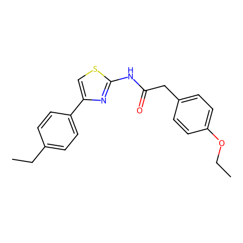 2-(4-ethoxyphenyl)-N-[4-(4-ethylphenyl)-1,3-thiazol-2-yl]acetamide structure