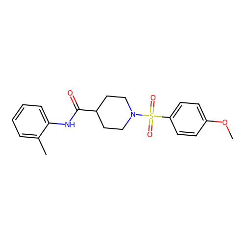 1-((4-methoxyphenyl)sulfonyl)-N-(o-tolyl)piperidine-4-carboxamide structure