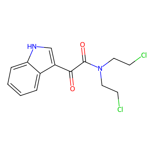 N,N-bis(2-chloroethyl)-2-(1H-indol-3-yl)-2-oxoacetamide structure