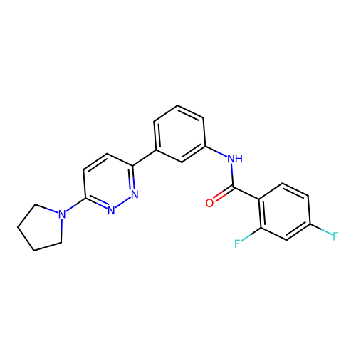 2,4-difluoro-N-[3-(6-pyrrolidin-1-ylpyridazin-3-yl)phenyl]benzamide structure