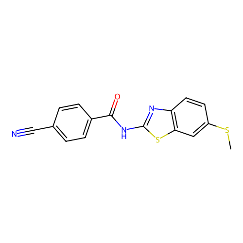 4-cyano-N-(6-(methylthio)benzo[d]thiazol-2-yl)benzamide structure