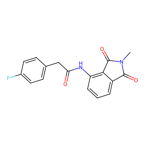 2-(4-fluorophenyl)-N-(2-methyl-1,3-dioxoisoindolin-4-yl)acetamide structure