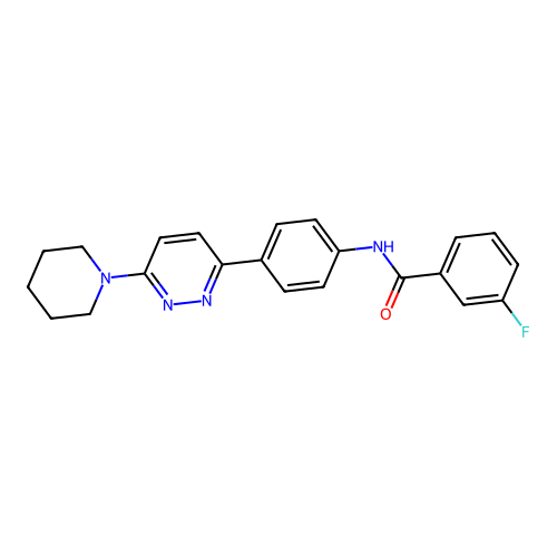 3-fluoro-N-{4-[6-(piperidin-1-yl)pyridazin-3-yl]phenyl}benzamide structure