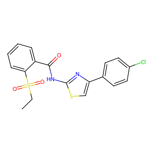 N-(4-(4-chlorophenyl)thiazol-2-yl)-2-(ethylsulfonyl)benzamide structure