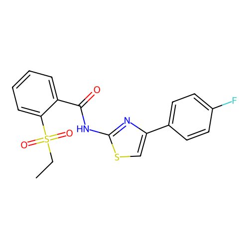 2-(ethylsulfonyl)-N-(4-(4-fluorophenyl)thiazol-2-yl)benzamide structure