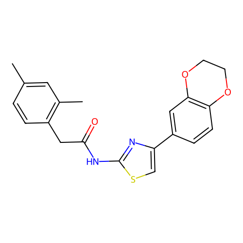 N-[4-(2,3-dihydro-1,4-benzodioxin-6-yl)-1,3-thiazol-2-yl]-2-(2,4-dimethylphenyl)acetamide structure