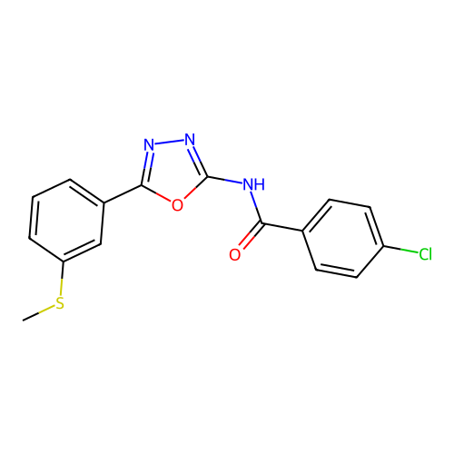 4-chloro-N-(5-(3-(methylthio)phenyl)-1,3,4-oxadiazol-2-yl)benzamide structure