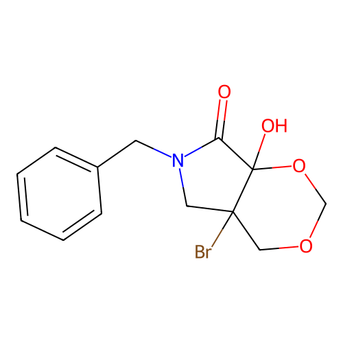 6-Benzyl-4a-bromo-7a-hydroxy-4,5-dihydro-[1,3]dioxino[4,5-c]pyrrol-7-one structure