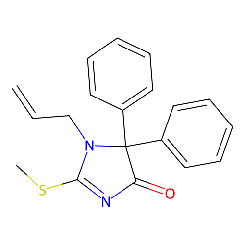 2-Methylsulfanyl-5,5-diphenyl-1-prop-2-enylimidazol-4-one structure
