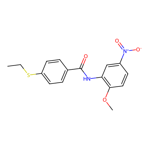 4-ethylsulfanyl-N-(2-methoxy-5-nitrophenyl)benzamide structure