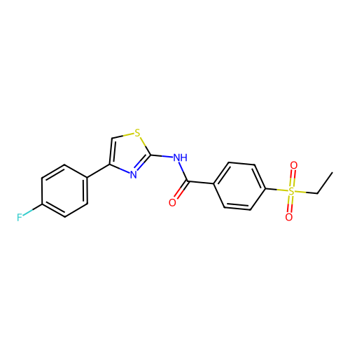 4-(ethylsulfonyl)-N-(4-(4-fluorophenyl)thiazol-2-yl)benzamide structure