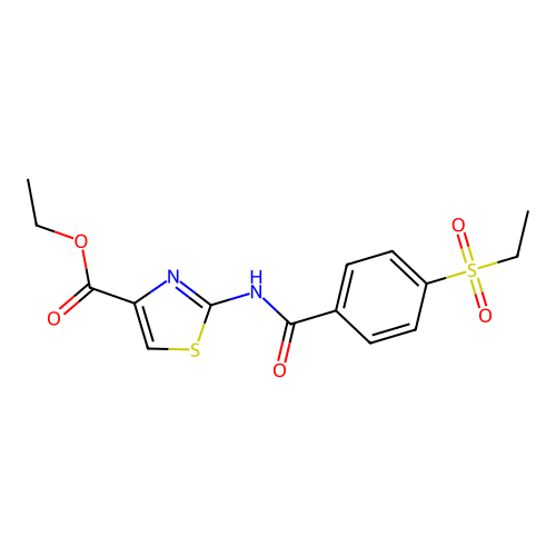 Ethyl 2-(4-(ethylsulfonyl)benzamido)thiazole-4-carboxylate structure
