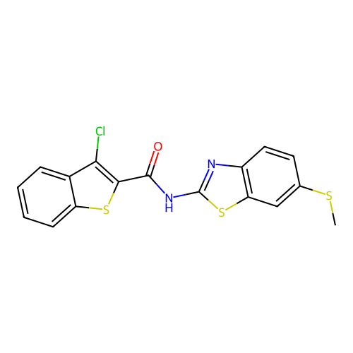 3-chloro-N-(6-(methylthio)benzo[d]thiazol-2-yl)benzo[b]thiophene-2-carboxamide structure