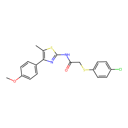 2-((4-chlorophenyl)thio)-N-(4-(4-methoxyphenyl)-5-methylthiazol-2-yl)acetamide structure
