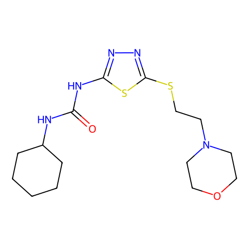 1-Cyclohexyl-3-(5-((2-morpholinoethyl)thio)-1,3,4-thiadiazol-2-yl)urea structure