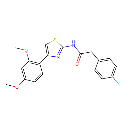 N-[4-(2,4-dimethoxyphenyl)-1,3-thiazol-2-yl]-2-(4-fluorophenyl)acetamide structure
