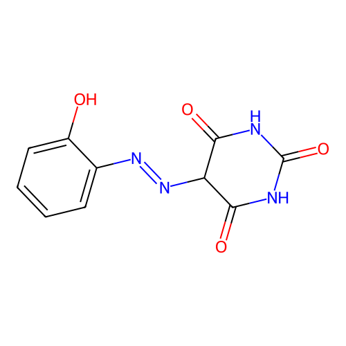 5-(o-hydroxyphenylazo) barbituric acid structure