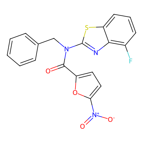N-benzyl-N-(4-fluorobenzo[d]thiazol-2-yl)-5-nitrofuran-2-carboxamide structure