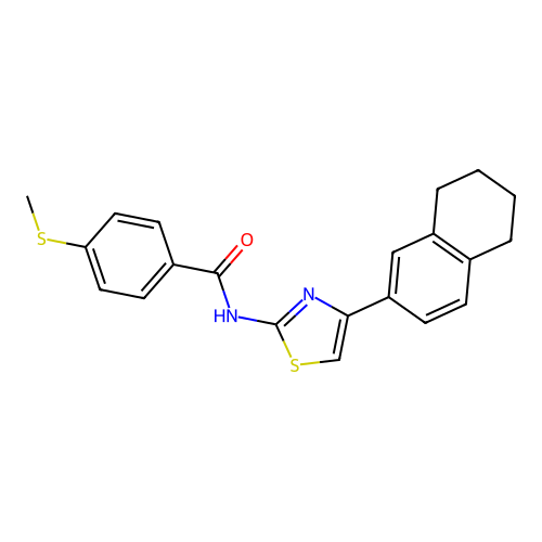 4-(methylthio)-N-(4-(5,6,7,8-tetrahydronaphthalen-2-yl)thiazol-2-yl)benzamide structure