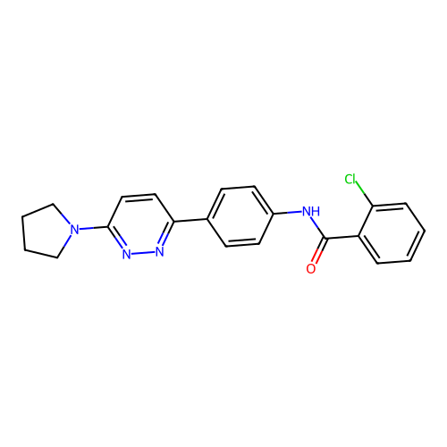 2-chloro-N-{4-[6-(pyrrolidin-1-yl)pyridazin-3-yl]phenyl}benzamide structure