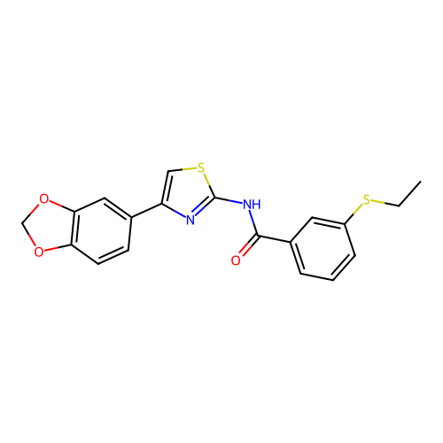 N-(4-(benzo[d][1,3]dioxol-5-yl)thiazol-2-yl)-3-(ethylthio)benzamide structure
