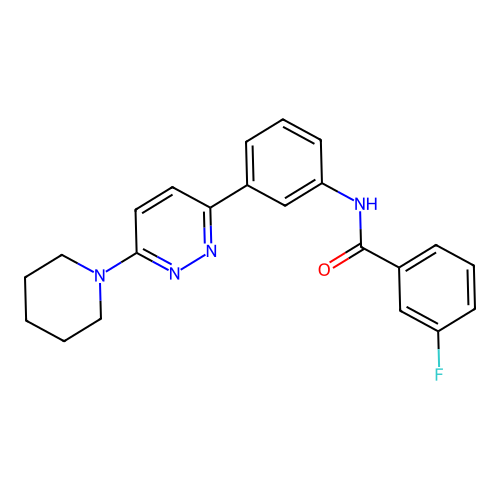 3-fluoro-N-{3-[6-(piperidin-1-yl)pyridazin-3-yl]phenyl}benzamide structure