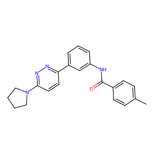 4-methyl-N-(3-(6-(pyrrolidin-1-yl)pyridazin-3-yl)phenyl)benzamide structure