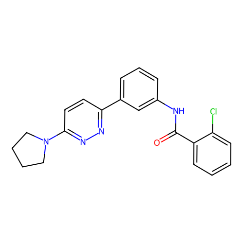 2-chloro-N-[3-(6-pyrrolidin-1-ylpyridazin-3-yl)phenyl]benzamide structure