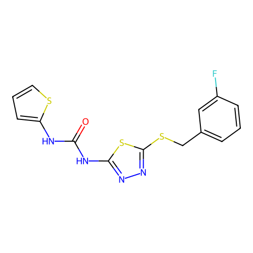 1-(5-((3-Fluorobenzyl)thio)-1,3,4-thiadiazol-2-yl)-3-(thiophen-2-yl)urea structure