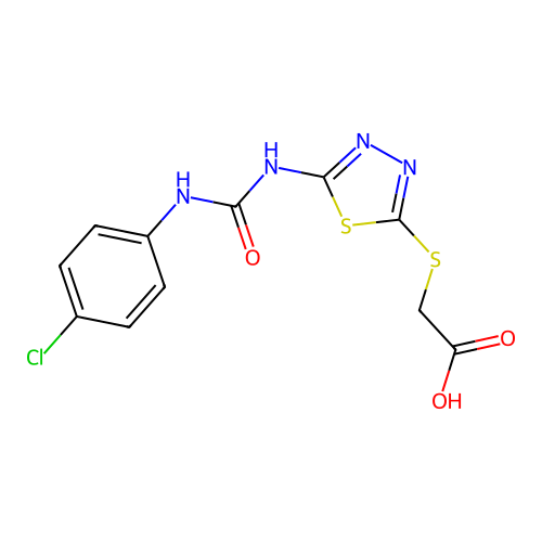 2-((5-(3-(4-Chlorophenyl)ureido)-1,3,4-thiadiazol-2-yl)thio)acetic acid structure