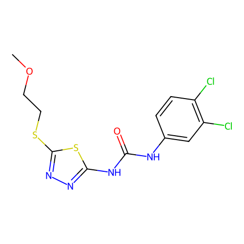 1-(3,4-Dichlorophenyl)-3-(5-((2-methoxyethyl)thio)-1,3,4-thiadiazol-2-yl)urea structure