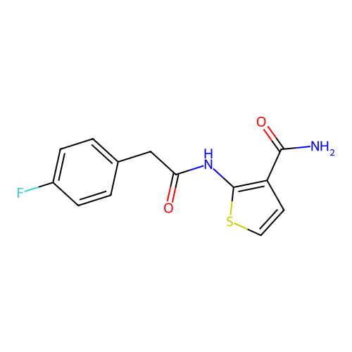 2-(2-(4-Fluorophenyl)acetamido)thiophene-3-carboxamide structure