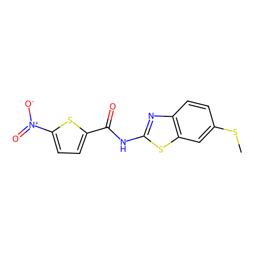 N-(6-(methylthio)benzo[d]thiazol-2-yl)-5-nitrothiophene-2-carboxamide structure