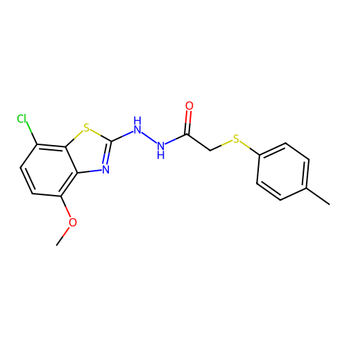 N'-(7-chloro-4-methoxybenzo[d]thiazol-2-yl)-2-(p-tolylthio)acetohydrazide structure