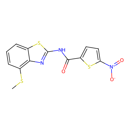 N-(4-(methylthio)benzo[d]thiazol-2-yl)-5-nitrothiophene-2-carboxamide structure