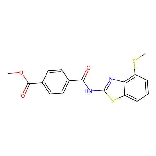 Methyl 4-((4-(methylthio)benzo[d]thiazol-2-yl)carbamoyl)benzoate structure