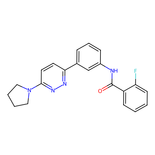 2-fluoro-N-{3-[6-(pyrrolidin-1-yl)pyridazin-3-yl]phenyl}benzamide structure