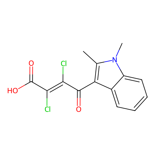 4-(1,2-Dimethyl-3-indolyl)-2,3-dichloro-4-oxo-2-butenoic acid structure