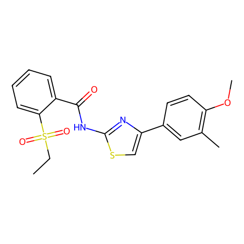 2-(ethylsulfonyl)-N-(4-(4-methoxy-3-methylphenyl)thiazol-2-yl)benzamide structure