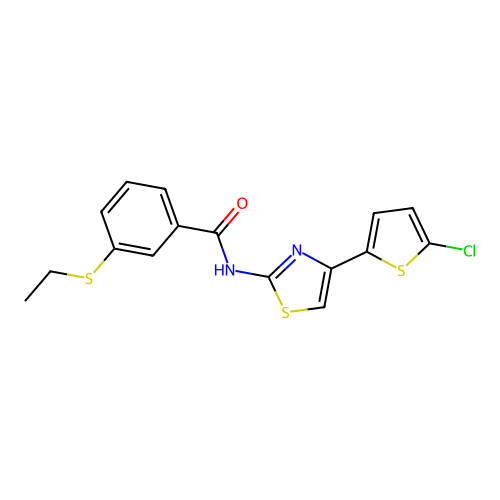 N-(4-(5-chlorothiophen-2-yl)thiazol-2-yl)-3-(ethylthio)benzamide structure