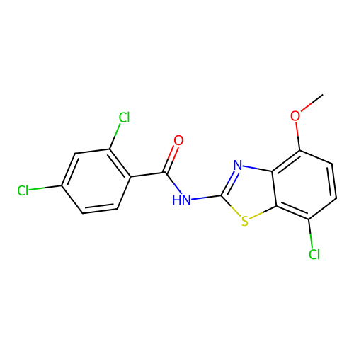 2,4-dichloro-N-(7-chloro-4-methoxy-1,3-benzothiazol-2-yl)benzamide structure