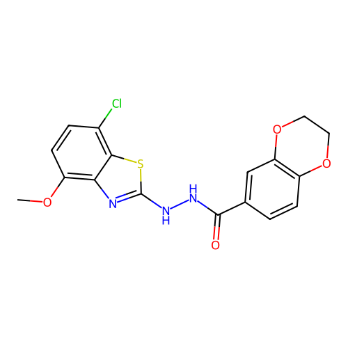 N'-(7-chloro-4-methoxy-1,3-benzothiazol-2-yl)-2,3-dihydro-1,4-benzodioxine-6-carbohydrazide structure