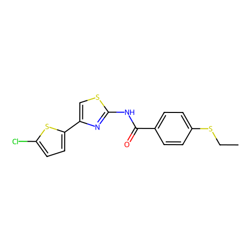 N-(4-(5-chlorothiophen-2-yl)thiazol-2-yl)-4-(ethylthio)benzamide structure