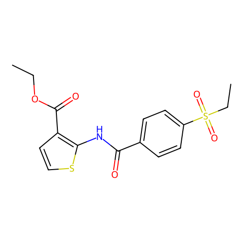 Ethyl 2-(4-(ethylsulfonyl)benzamido)thiophene-3-carboxylate structure