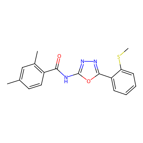 2,4-dimethyl-N-[5-(2-methylsulfanylphenyl)-1,3,4-oxadiazol-2-yl]benzamide structure